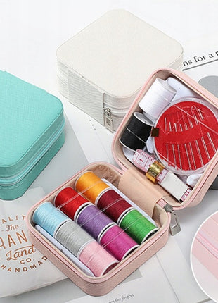 46-Piece PU Leather Sewing Kit – Travel & Home Repair Set – Multi-Colour Threads