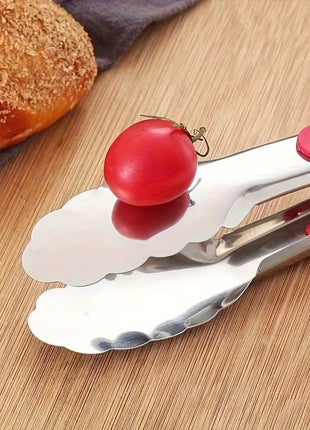 Grill Tongs Stainless Steel 30/35 cm – Heat-Resistant ABS Handle – Lockable Red Grip