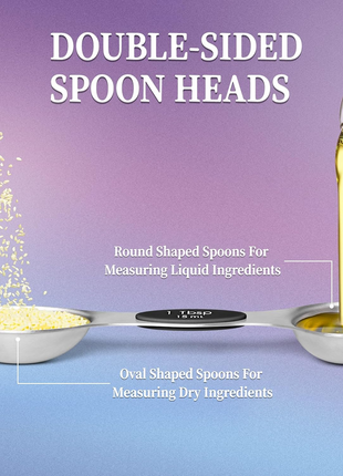 Magnetic Measuring Spoons Set 8-Piece Stainless Steel Dual-Sided Nesting with Leveler