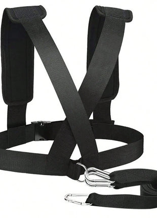 Fitness Sled Harness Trainer – Adjustable Nylon Speed Strap with Padded Shoulder Support – Black – HD-114