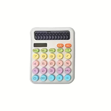 12-Digit Solar Calculator – Pastel Dopamine Design – Large Buttons – Classroom & Office Use