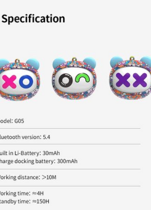 Face Change Bluetooth Earphones G05D 30mAh Battery + 200mAh Dock – Bluetooth 5.4, Type-C Charging, 10–15m Range