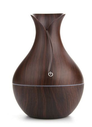 130ml Wood Pattern Ultrasonic Humidifier – USB 5V Mist Diffuser with 7 Color LED Light