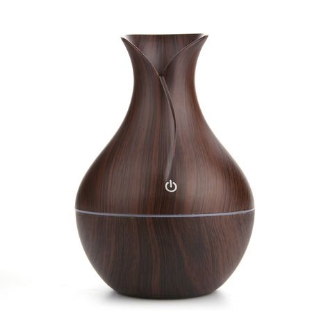 130ml Wood Pattern Ultrasonic Humidifier – USB 5V Mist Diffuser with 7 Color LED Light