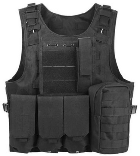 Tactical Vest Medium Size Nylon with Level IIA Protection – Adjustable Fit – Black MOLLE