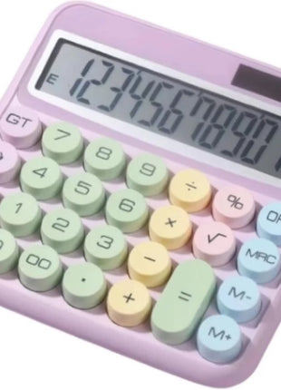 12-Digit Calculator with Pastel Typewriter Keys - ABS Plastic, AA Battery, Blue/White/Pink/Purple