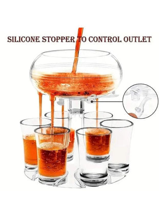 6-Shot Drink Dispenser with 6 Shot Glasses, PMMA Party Beverage Dispenser, 45 mL Glasses