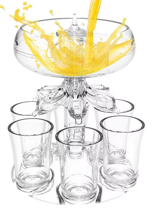 6-Shot Drink Dispenser with 6 Shot Glasses, PMMA Party Beverage Dispenser, 45 mL Glasses