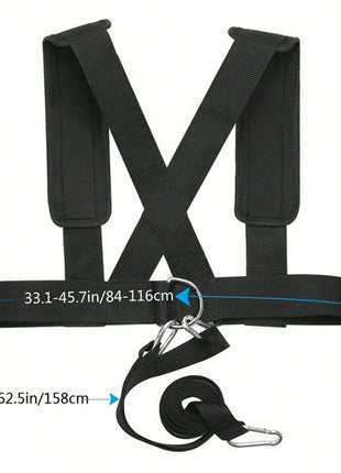 Fitness Sled Harness Trainer – Adjustable Nylon Speed Strap with Padded Shoulder Support – Black – HD-114
