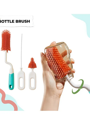 Baby Bottle Cleaner Set 3-Piece Silicone & PP Brush Kit