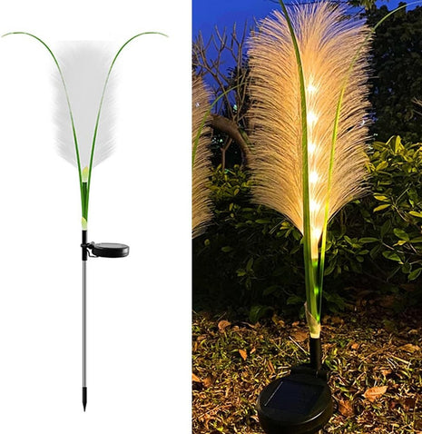 Solar Outdoor Garden Reed Lights 2 Pack Warm White LED Waterproof Pathway Lights for Patio Yard Décor