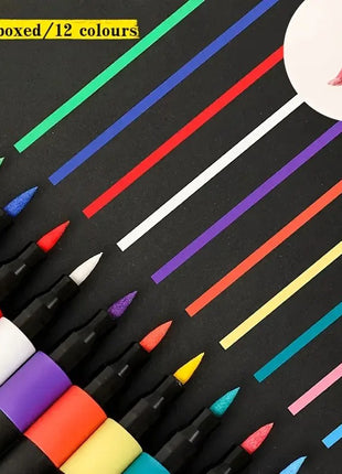 Acrylic Brush Marker Set –  Water-Based Pigment – Multi-Surface – PP Storage Case