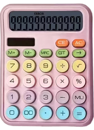 12-Digit Solar Calculator – Pastel Dopamine Design – Large Buttons – Classroom & Office Use