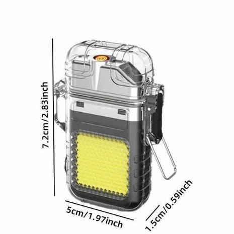 USB Rechargeable Dual Arc Plasma Flashlight Lighter – 2-in-1 Waterproof Windproof LED Light – ABS Plastic
