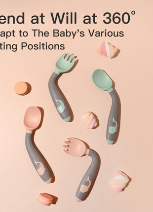 Silicone Baby Fork and Spoon Set – BPA-Free Food Grade Utensils