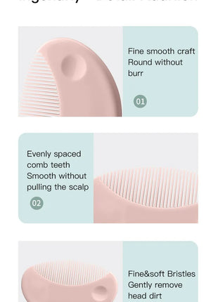 Baby Hair Brush & Comb Set –Soft Imitation Wool Bristles – Cradle Cap Scalp Massager