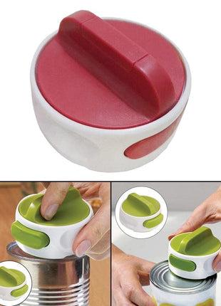 Manual Can Opener with Stainless Steel Cutting Wheel – Compact Handheld Kitchen Tool- Red