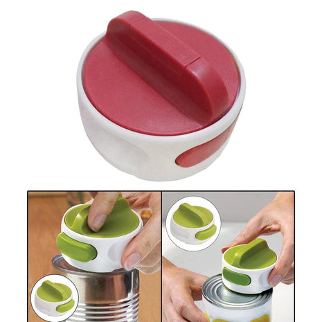 Manual Can Opener with Stainless Steel Cutting Wheel – Compact Handheld Kitchen Tool- Red