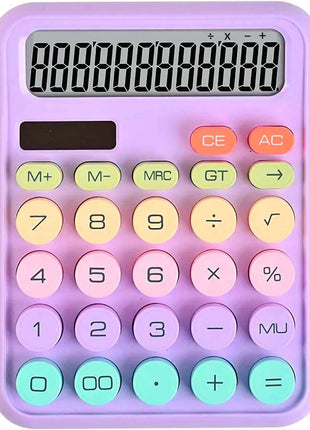 12-Digit Solar Calculator – Pastel Dopamine Design – Large Buttons – Classroom & Office Use