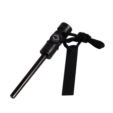 4-in-1 Survival Fire Starter Tool – Magnesium Flint Rod + Compass, Whistle, Saw – Red or Black (Copy)