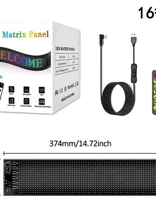 Flexible LED Matrix Panel 16x64 Pixels - Programmable, USB Powered, App Controlled