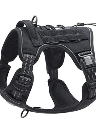 Tactical Dog Harness Medium Oxford Nylon with Dual D-Rings & Quick-Release