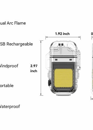 USB Rechargeable Dual Arc Plasma Flashlight Lighter – 2-in-1 Waterproof Windproof LED Light – ABS Plastic