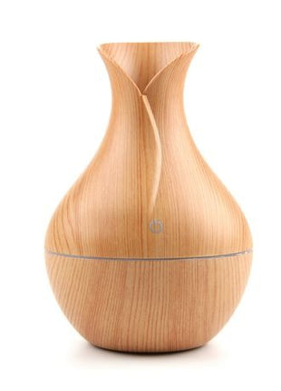 130ml Wood Pattern Ultrasonic Humidifier – USB 5V Mist Diffuser with 7 Color LED Light