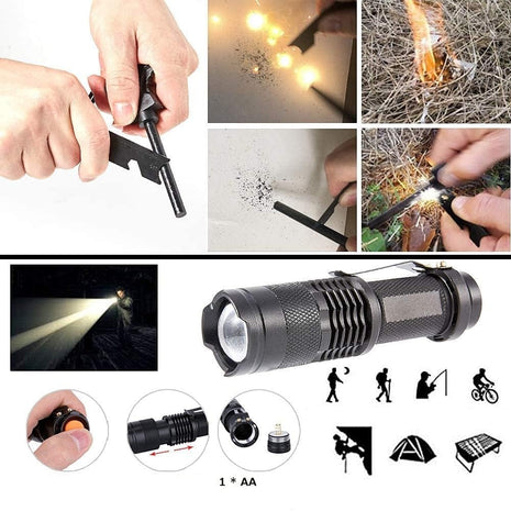 15-in-1 Survival Kit – Outdoor Emergency Gear with Flashlight, Fire Starter, Wire Saw, Whistle & Compass