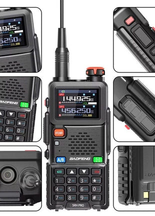 Baofeng UV-5RH PRO Walkie Talkie 10W GPS – Full Band 640 Channels Ham Radio – Black
