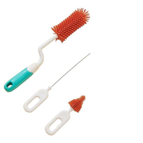Baby Bottle Cleaner Set 3-Piece Silicone & PP Brush Kit