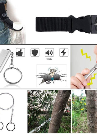 15-in-1 Survival Kit – Outdoor Emergency Gear with Flashlight, Fire Starter, Wire Saw, Whistle & Compass
