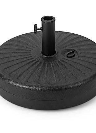 Round Patio Umbrella Base 20" – HDPE Water/Sand Fillable Stand – Fits 1.5"/1.9" Poles – Outdoor Black