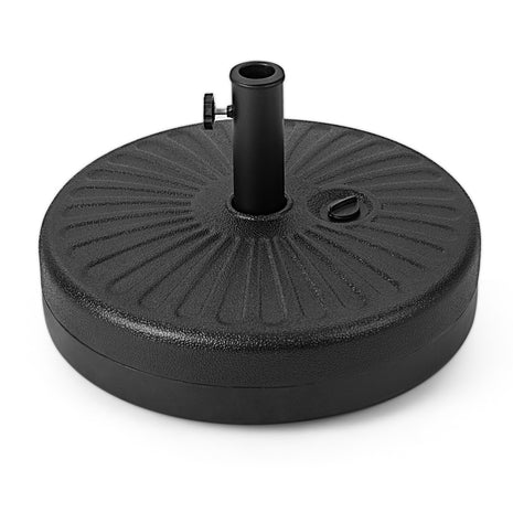 Round Patio Umbrella Base 20" – HDPE Water/Sand Fillable Stand – Fits 1.5"/1.9" Poles – Outdoor Black