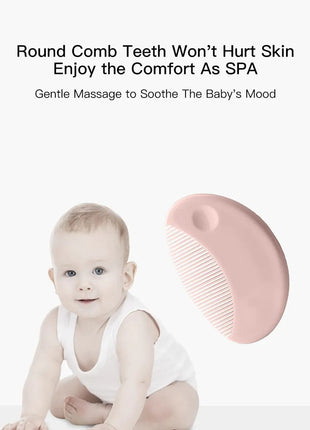 Baby Hair Brush & Comb Set –Soft Imitation Wool Bristles – Cradle Cap Scalp Massager