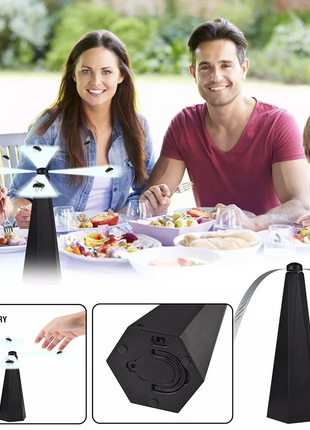 Fly Repeller Fan – Insect Deterrent with Soft Blades – Tabletop Battery Operated – Black