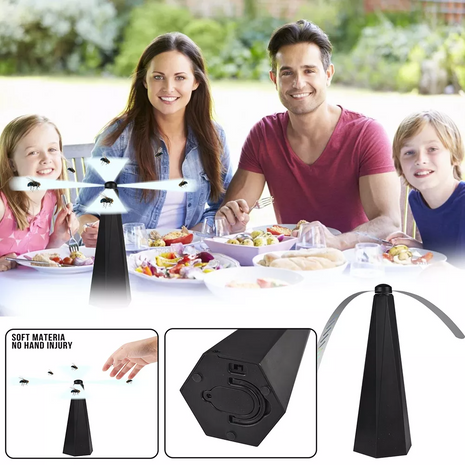 Fly Repeller Fan – Insect Deterrent with Soft Blades – Tabletop Battery Operated – Black