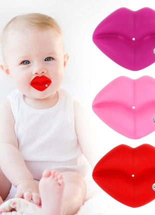 Adepaton Baby Pacifier 2–36 Months Silicone Kiss Lips Shape BPA-Free Chewable Easy-Clean Pink