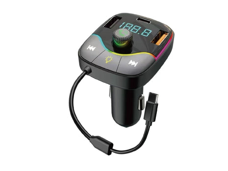 Wireless FM Transmitter Car MP3 Player – Bluetooth, Dual USB, Type-C, LED