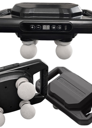 4-Head Percussion Massage Gun, 12W Deep Tissue Massager, USB-C Rechargeable, 20 Speeds, 6 Modes, LCD Display, 120 min Battery -Black