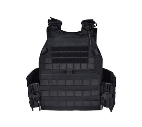 Tactical Plate Carrier Vest 30×25 cm – Quick-Release ROC Buckles + MOLLE System – Black – Includes Mag Pouch