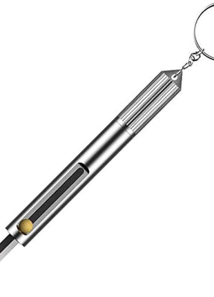 Mini Pocket Knife Keyring – 3cm Blade + Fire Starter, Whistle & Window Breaker – Aluminum Alloy Silver