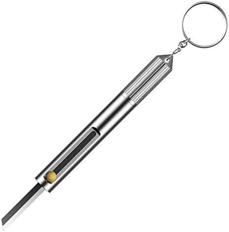 Mini Pocket Knife Keyring – 3cm Blade + Fire Starter, Whistle & Window Breaker – Aluminum Alloy Silver
