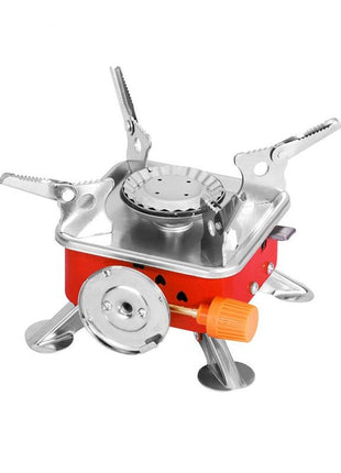 Camping Gas Stove  – Mini Cassette Butane Burner with Foldable Brackets – Silver Outdoor Cooker