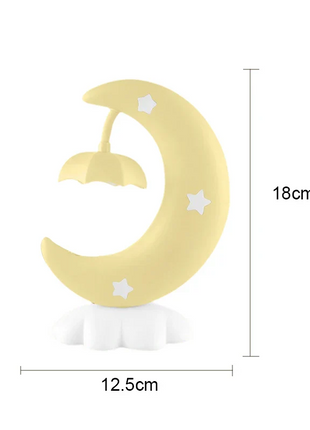 Moon Night Lamp LED Rechargeable Soft Glow Night Light for Bedroom Nursery Desk 250mAh USB Powered Plastic Design