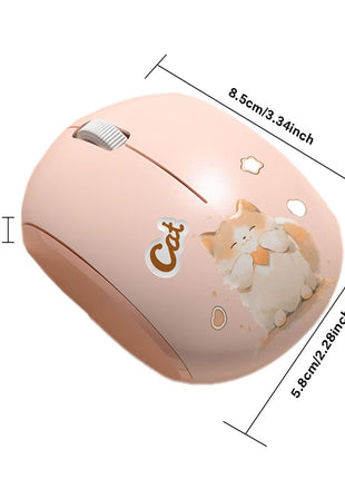 Cat Design Wireless Mouse – Silent Click – Dual USB & Bluetooth