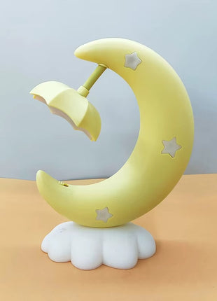 Moon Night Lamp LED Rechargeable Soft Glow Night Light for Bedroom Nursery Desk 250mAh USB Powered Plastic Design