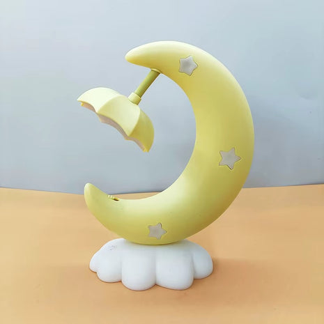 Moon Night Lamp LED Rechargeable Soft Glow Night Light for Bedroom Nursery Desk 250mAh USB Powered Plastic Design