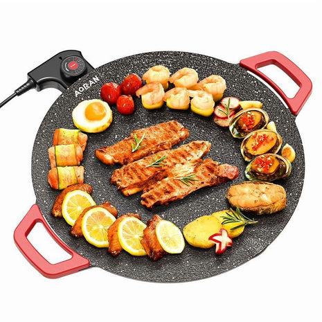 Electric BBQ Grill 1800W Stainless Steel Non-Stick Plate Indoor Smokeless Griddle with Adjustable Temperature & 36cm Surface