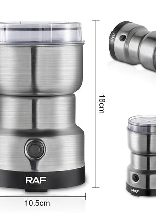 Electric Coffee Grinder, 300W Stainless Steel Blade, Removable Bowl, 200-300g Capacity, EU Plug, Silver